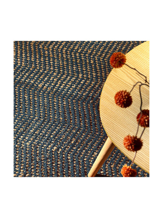 Guy Laroche Zigk Zagk Wohnzimmer Teppich Flur Sommer aus Jute Marine 60x200cm