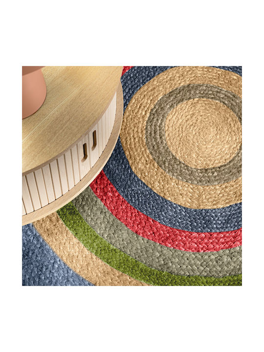 Guy Laroche Vanity Wohnzimmer Teppich Rund aus Jute Mehrfarbig Φ110cm