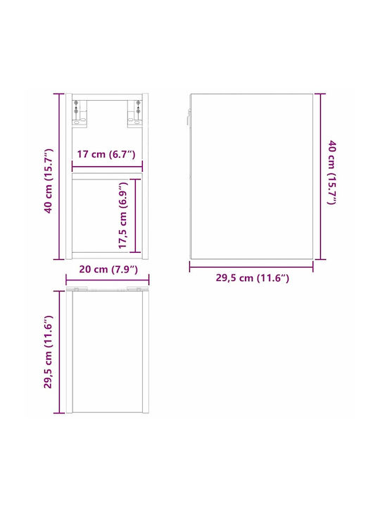Wall Kitchen Cabinet with Grey Countertop 20x29.5x40cm