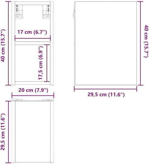 Кухненски Гарнитур Окачен с Плот за Работа Сив 20x29.5x40см