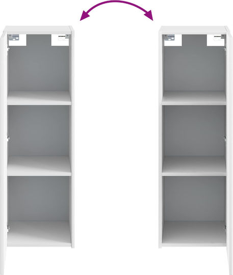 Set of Wall and Floor Kitchen Cabinets White 33x34.5x60cm