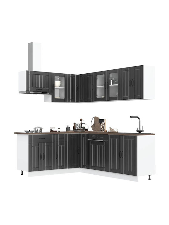 Küchenschrank mit Spüle mit Arbeitsplatte Schwarz 80x31x60cm