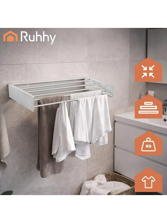 Ruhhy Folding Wall Mounted Clothes Drying Rack Aluminum 80x40cm