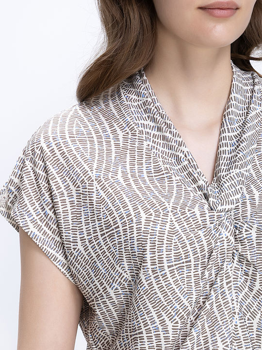 Damen Bluse Kurzärmelig Mehrfarbig
