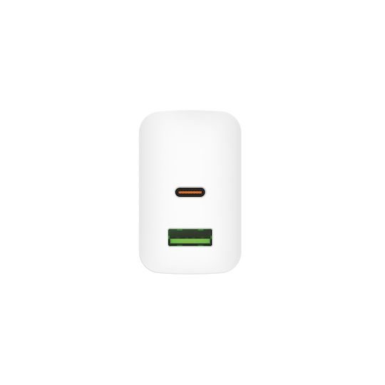 Element Φορτιστής Χωρίς Καλώδιο GaN με Θύρα USB-A και Θύρα USB-C 30W Power Delivery Λευκός (CH-200)