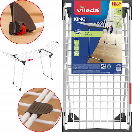 Vileda King Klappbar Wäscheständer Boden mit einer Länge von 20m