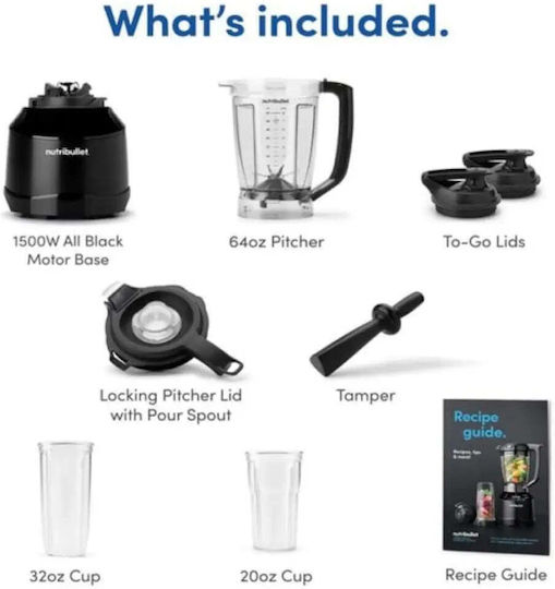 NutriBullet Smart Touch Блендер с Пластмасова Каната 1,8 л 1500W Черен