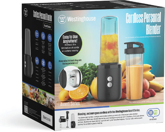 Westinghouse Μπλέντερ με Κανάτα Tritan 600 ml 11.1V Μαύρο