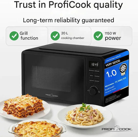 Profi Cook PC-MWG 1319 Cuptor cu Microunde cu Grill 20l Negru
