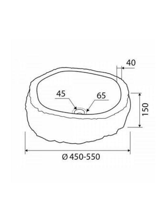 Karag River Stone NRS3 Επικαθήμενος Νιπτήρας Πέτρινος 55x55x15cm Γκρι