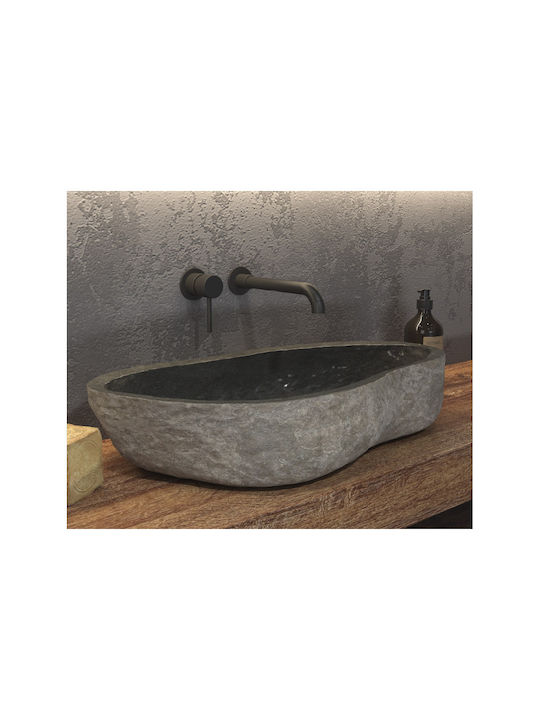 Karag River Deasupra Blatului Chiuvetă Piatră 90x45x15cm Gri