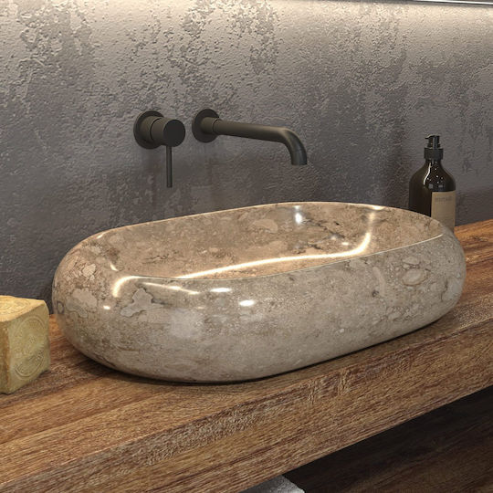Karag Donat Επικαθήμενος Νιπτήρας Πέτρινος 60x40x12cm Cream Karag Donat Επικαθήμενος Νιπτήρας Πέτρινος 60x40x12cm Cream