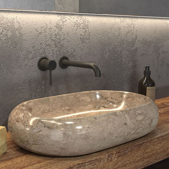 Karag Donat Επικαθήμενος Νιπτήρας Πέτρινος 60x40x12cm Cream