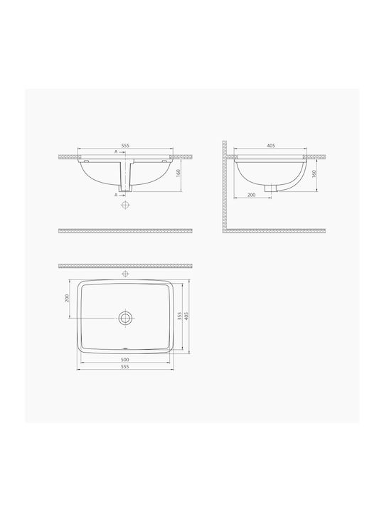Cerastyle Επικαθήμενος Νιπτήρας Πορσελάνης 55x40x16cm Λευκό