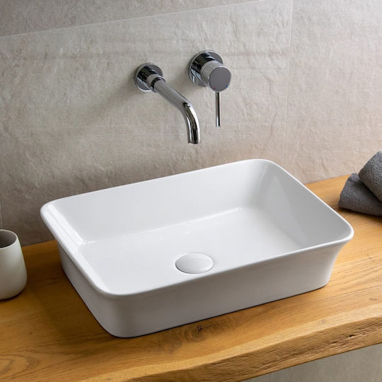 Karag Επικαθήμενος Νιπτήρας Πορσελάνης 49x35x11cm Λευκός Karag Επικαθήμενος Νιπτήρας Πορσελάνης 49x35x11cm Λευκός