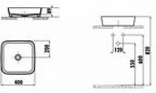 Creavit Loop Επικαθήμενος Νιπτήρας Πορσελάνης 40x40cm Λευκός