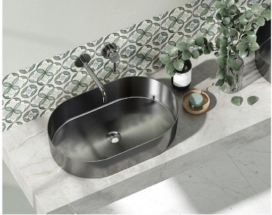 Karag Jupiter Countertop Sink Porcelain 55x35x11cm Gun Metal