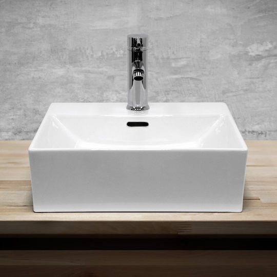 ECD Germany An der Wand montiert Aufgesetztes Waschbecken Keramik 41.5x36x13cm Weiß