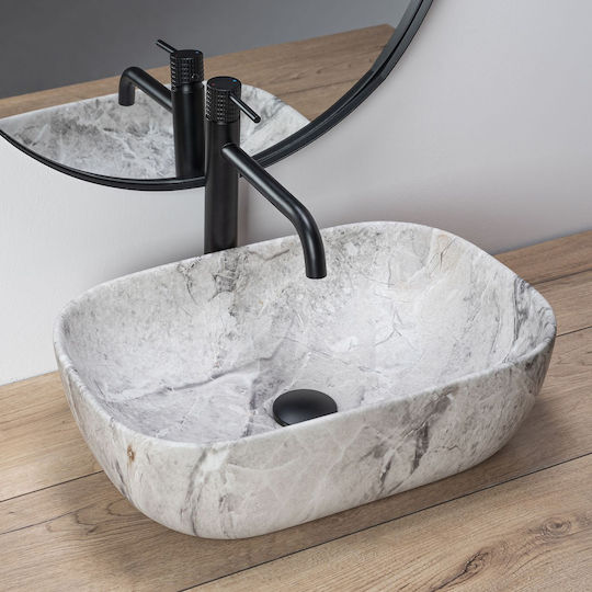 Rea Livia Επικαθήμενος Νιπτήρας Πέτρινος 46.5x33.5x13.5cm Stone