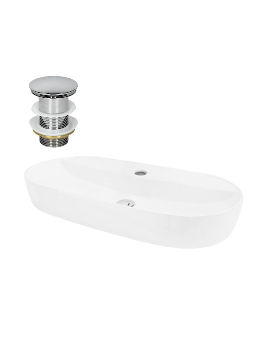 ML-Design Επικαθήμενος Νιπτήρας Κεραμικός 80x40x12cm Λευκός