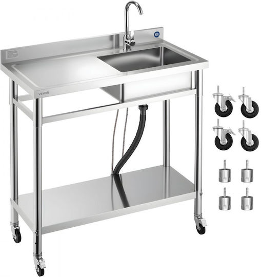 Vevor Επικαθήμενος Νιπτήρας Κεραμικός 100x50cm Γκρι