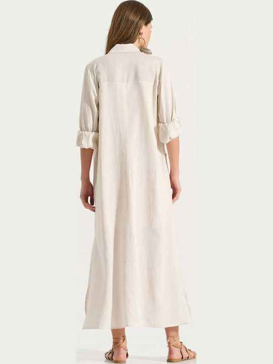 Sommer Maxi Hemdkleid Beiges