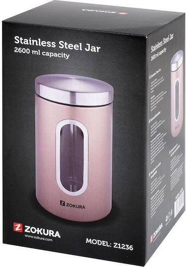 Zokura Stainless Steel Coffee Sugar Pasta Jar with Lid Grey 2600ml