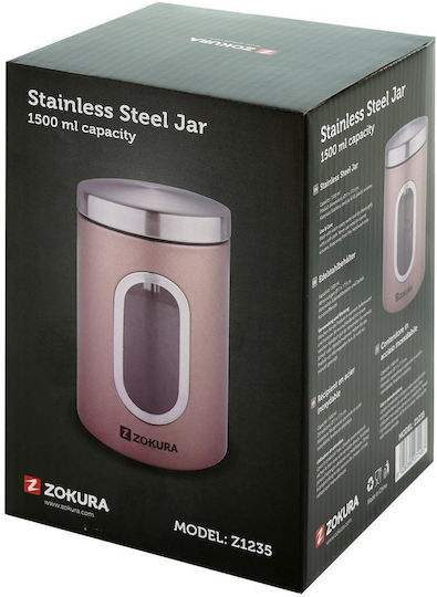 Zokura Jar for Coffee Sugar Pasta with Lid Made of Stainless Steel Grey 1500ml