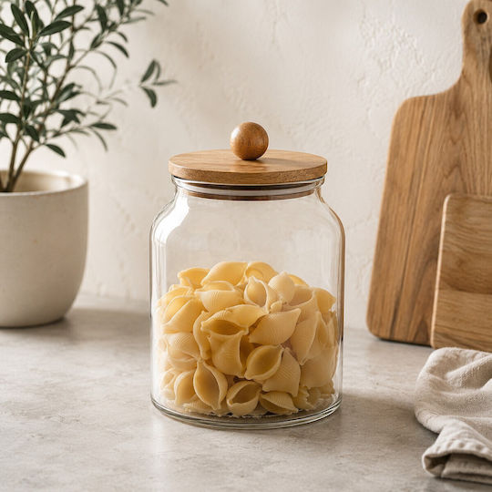 Glass Jar 2.0lt Wooden Lid Ankor Pieces