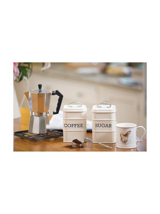 Kitchen Craft Coffe Living Nostalgia Box Kaffee mit Deckel Metallisch Weiß 11x11x17cm