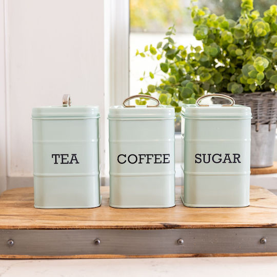 Kitchen Craft Living Nostalgia Coffee Box with Lid Metallic Green 11x11x17cm