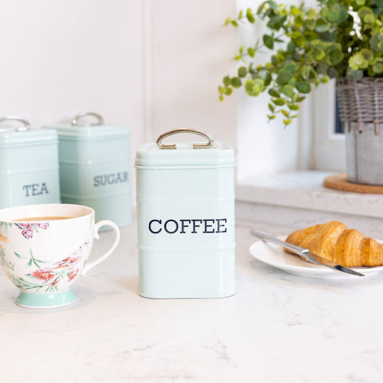 Kitchen Craft Living Nostalgia Coffee Box with Lid Metallic Green 11x11x17cm