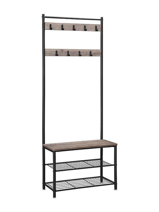 Entry Furniture with Hanger & Shoe Rack Gray 70x32x175cm