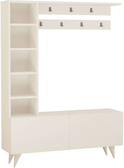 Mobilier de Intrare cu Dulap pentru Pantofi White 120x32x161.8cm