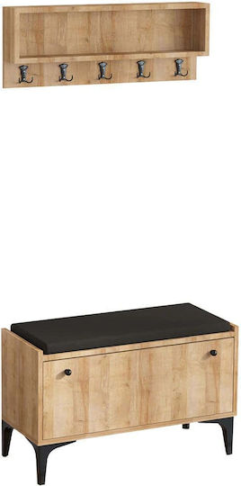 Lena Έπιπλο Εισόδου με Παπουτσοθήκη Oak-black 80x35x49εκ. Lena Έπιπλο Εισόδου με Παπουτσοθήκη Oak-black 80x35x49εκ.
