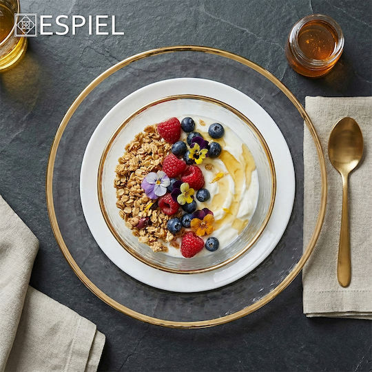 Espiel Presentation placemat Plate Shallow Glass Transparent with Diameter 33cm 4pcs
