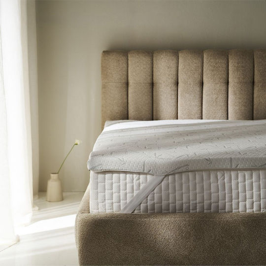 La Luna Mattress Topper Easy Rest Single Memory Foam with Bamboo Fibers , Removable Cover & Elastic Straps 90x200x5cm