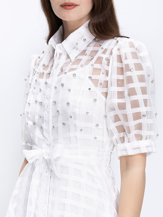 Summer Midi Shirt Dress Ivory