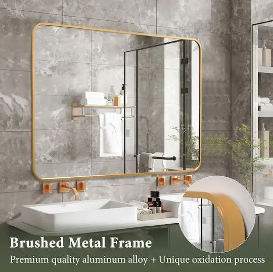 Rechteckiger Badezimmerspiegel aus Metall 75x50cm Gold