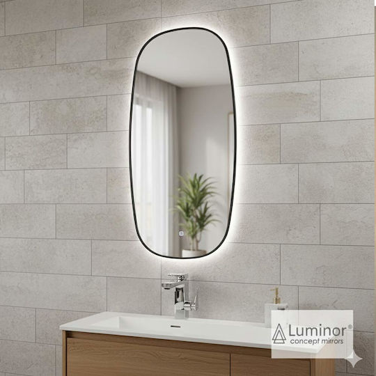 Luminor Zen Правоъгълно Огледало За Баня LED 45x95см Черно