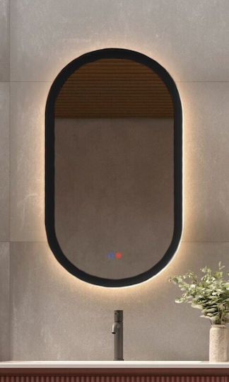 Imex Oval Bathroom Mirror Led Metal 50x90cm Black
