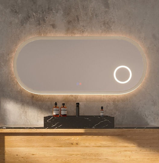 Imex Οβάλ Καθρέπτης Μπάνιου Led 120x60cm Καφέ