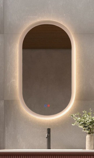 Imex Oval Badezimmerspiegel LED aus Metall 50x90cm Braune