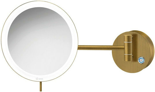 Sanco Magnifying Round Led Bathroom Mirror with Metal Frame 20x20cm Bronze