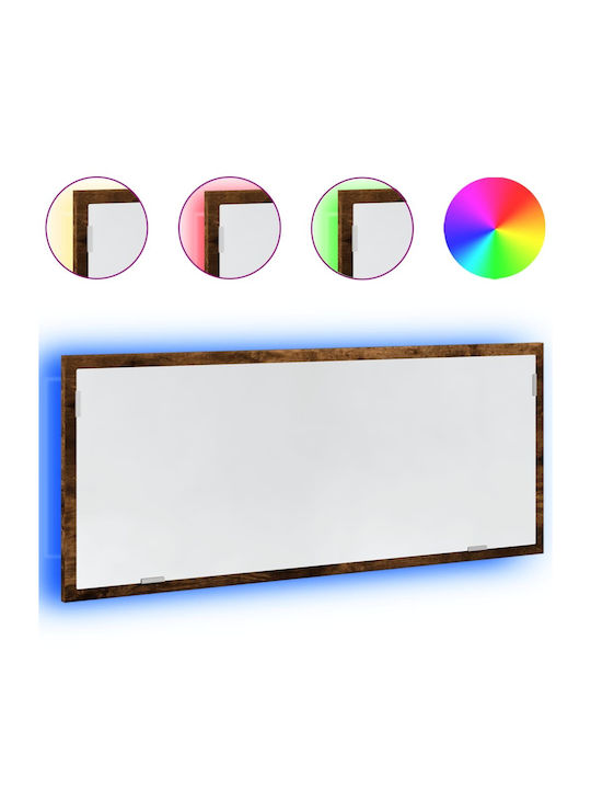 vidaXL Badezimmerspiegel LED aus Kunststoff mit Länge 100cm Braun