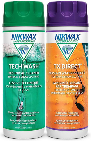 Nikwax Duopack Tech Wash & Direct Wash In Curățitor Special Potrivit pentru Țesături