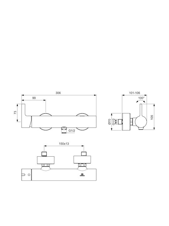 Ideal Standard Joy Αναμεικτική Μπαταρία Μπανιέρας Χρυσή