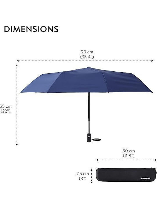 Swissona Umbrelă Rezistentă la Vânt Automat Compactă Gri