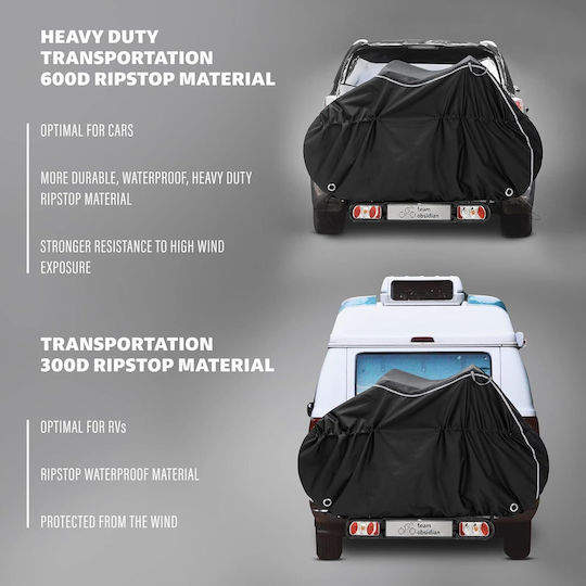 Husă Impermeabilă Pentru Bicicletă TeamObsidian 3 Biciclete XXL Material Oxford 600D Durabil Protecție UV Neagră