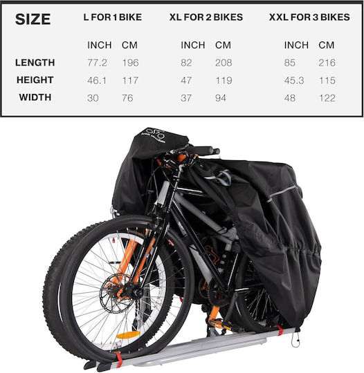 Husă Impermeabilă Pentru Bicicletă TeamObsidian 2 Biciclete XL Material Oxford 300D Durabil Protecție UV Negru